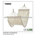 Single cotton rope outdoor wooden hammock